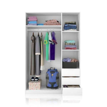 Cairo Artic White Compact 3-Door 3-Drawer Wardrobe: Space-Saving Elegance for Modern Living - UK Luxury Furniture